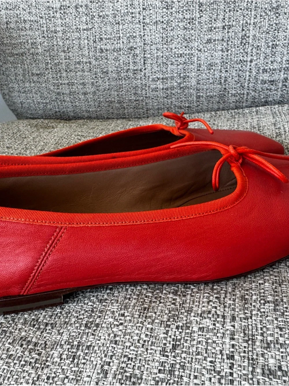Mansur Gavriel Red Square-Toe Ballet Flats with Bow Detail - Picture 6 of 11